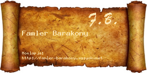 Famler Barakony névjegykártya